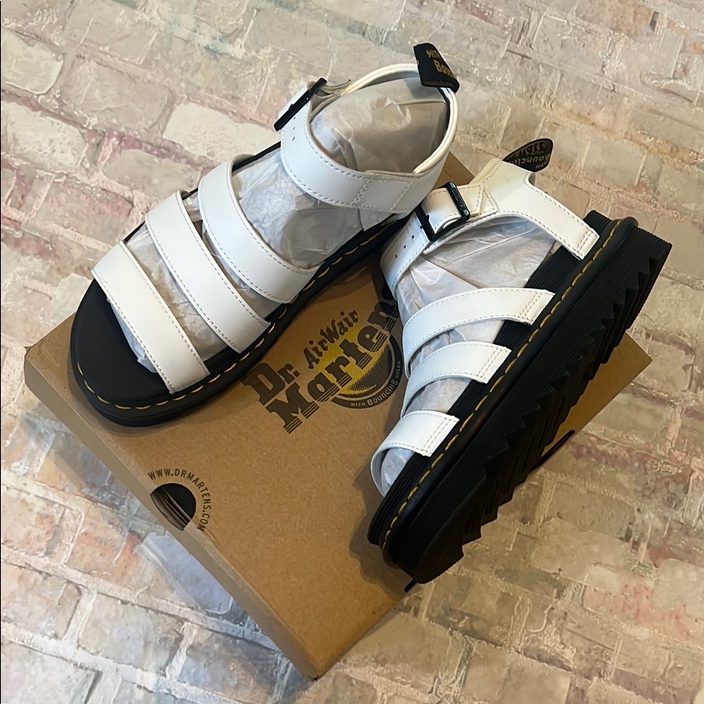 Dr. Martens Blaire Hydro Leather Black and White Sandals
